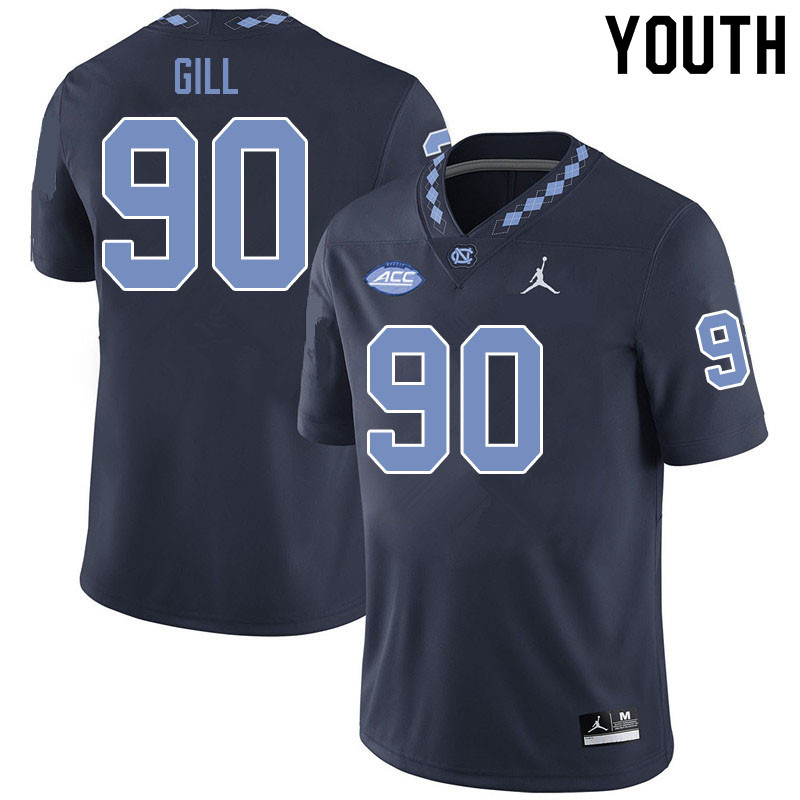 Jordan Brand Youth #90 Xach Gill North Carolina Tar Heels College Football Jerseys Sale-Black